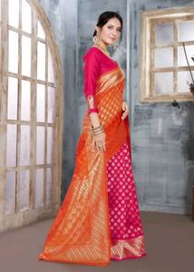 Elegant Orange &amp; Pink Saree