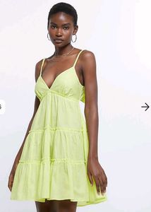 Lime frill tiered beach cami mini dress