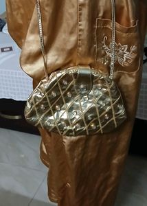 Gold Embellished Vintage Crossbody Bag