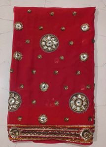 Red Embellished Saree