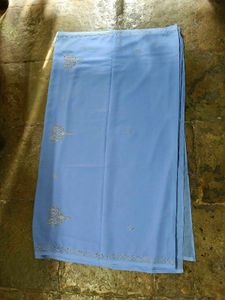 Elegant Blue Zardosi Zari Work Saree