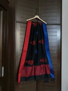 Women Black Silk Thread Embroidered Dupatta