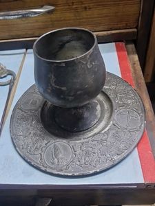 Vintage Chalice & Plate Set