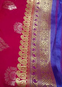Pink Sari with Paisley Style Accents