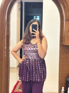 Elegant Purple Kurta Palazzo Set