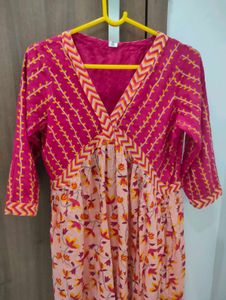 Pink V Neck Lotus Dress💕🌷