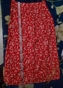Floral red skirt