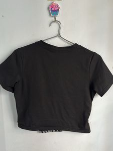 Black Graphic Tshirt Crop Top