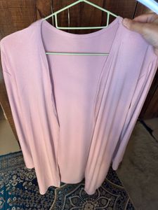 COMBO OFFER PINK LONG SHRUG &amp;  WOOLEN SCARF