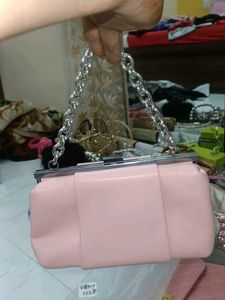 Pink Clutch With Detachable Sling