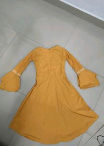 Vintage Mustard Dress with Bell Sleeves