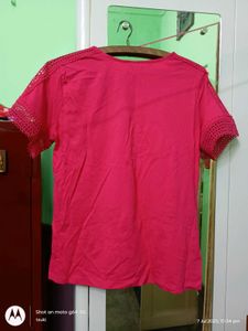 Fig crew neck magenta / rani pink top cutout