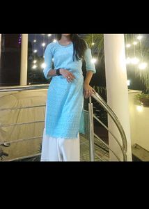Blue Chikankari Kurti