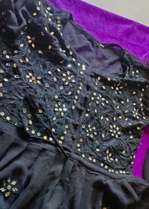 Black Embellished Peplum Top