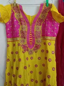 Yellow &amp; Pink Salwar Kameez,pure cotton wore once
