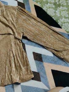 Elegant Gold Pleated Top