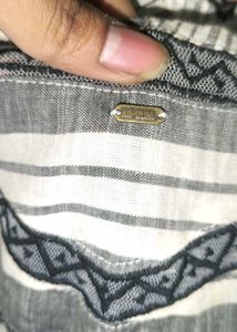 Striped Embroidered Top