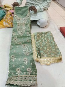 Elegant Green dress material