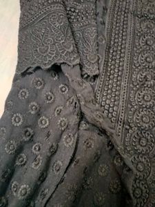 Black Rayon Lucknowi Kurti With Jeans
