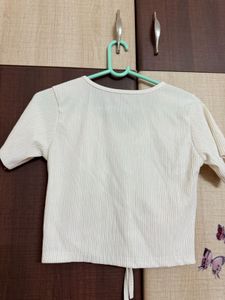 White Tie-Front Crop Top