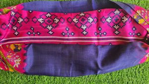 Blue Checked Saree with Bird &amp; Floral Border