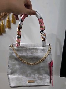Silver Mini Top Handle Bag
