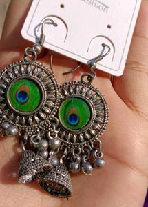 Peacock Feather Jhumka Earrings