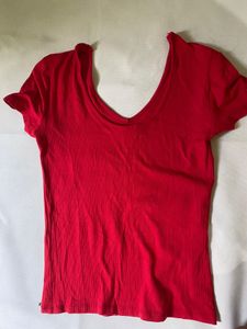 MISU Red V-Neck Top