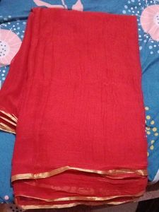 Red Saree Without Blause