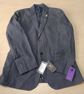 Rare Rabbit Men's Grey Patterned Blazer, L Size