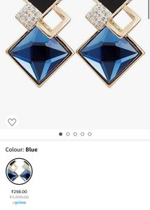 Royal Blue And Black Crystal Earrings