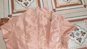 Elegant Peach Embroidered Coat