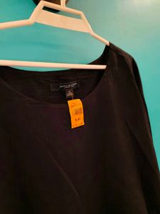Elegant Black Flowy XL Top with Layered Design