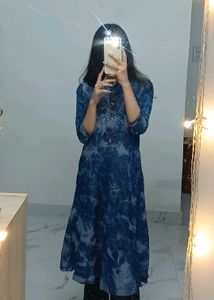 Stylish Blue Tie-Dye Kurti