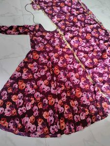 Floral Anarkali Kurta with Dupatta