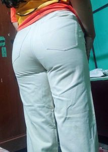 Beige Straight Leg Jeans