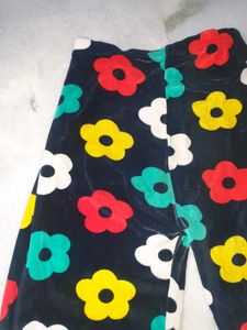 Flower Printed Velvet Pants