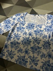 Blue Floral Print Top