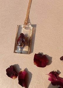 Resin Rosebud Pendant Necklace