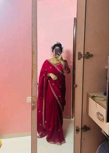 New Georgette Saree With Stitched Blouse