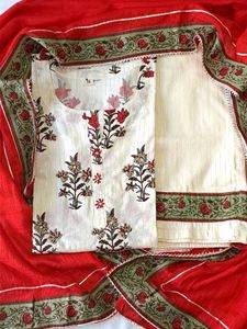Brand New Kurti Full Set - Red And Cream Colour