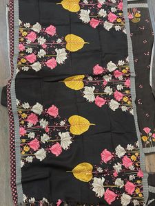 winter Floral Print Dress Material With Stole