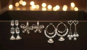 New 4 Earring Set - Silver Tone