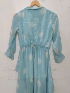 Aqua Polka Dot Ruffle Dress