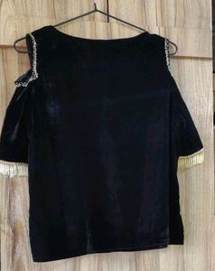 New Cold Shoulder Velvet Top