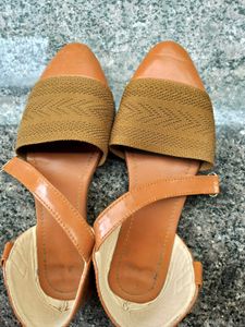 Brown Beige Flat Sandals