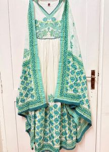 Elegant White & Green Kurta Set