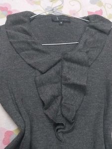 Gray Ruffle Top
