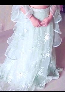SEA GREEN NET EMBROIDERED PARTYWEAR LEHENGA CHOLI