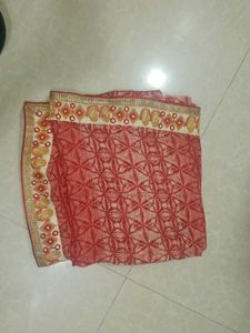 a rajasthanj ethinic saree with great work on it